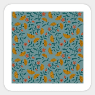 Summer Florals Marigold Pattern - Yellow and Mint Sticker